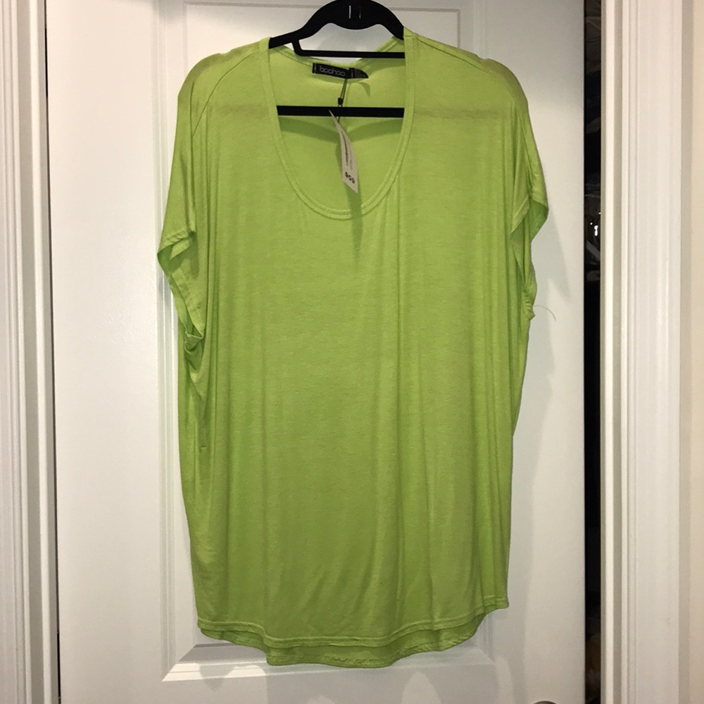 BooHoo jasmin oversized T tunic lime green size 8